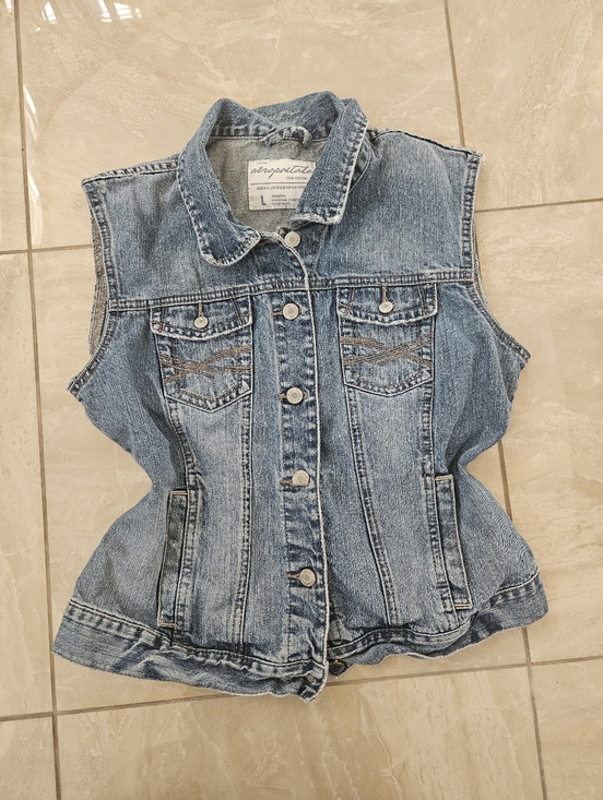 Aéropostale Distressed Blue Denim Vest - Picture 14 of 14